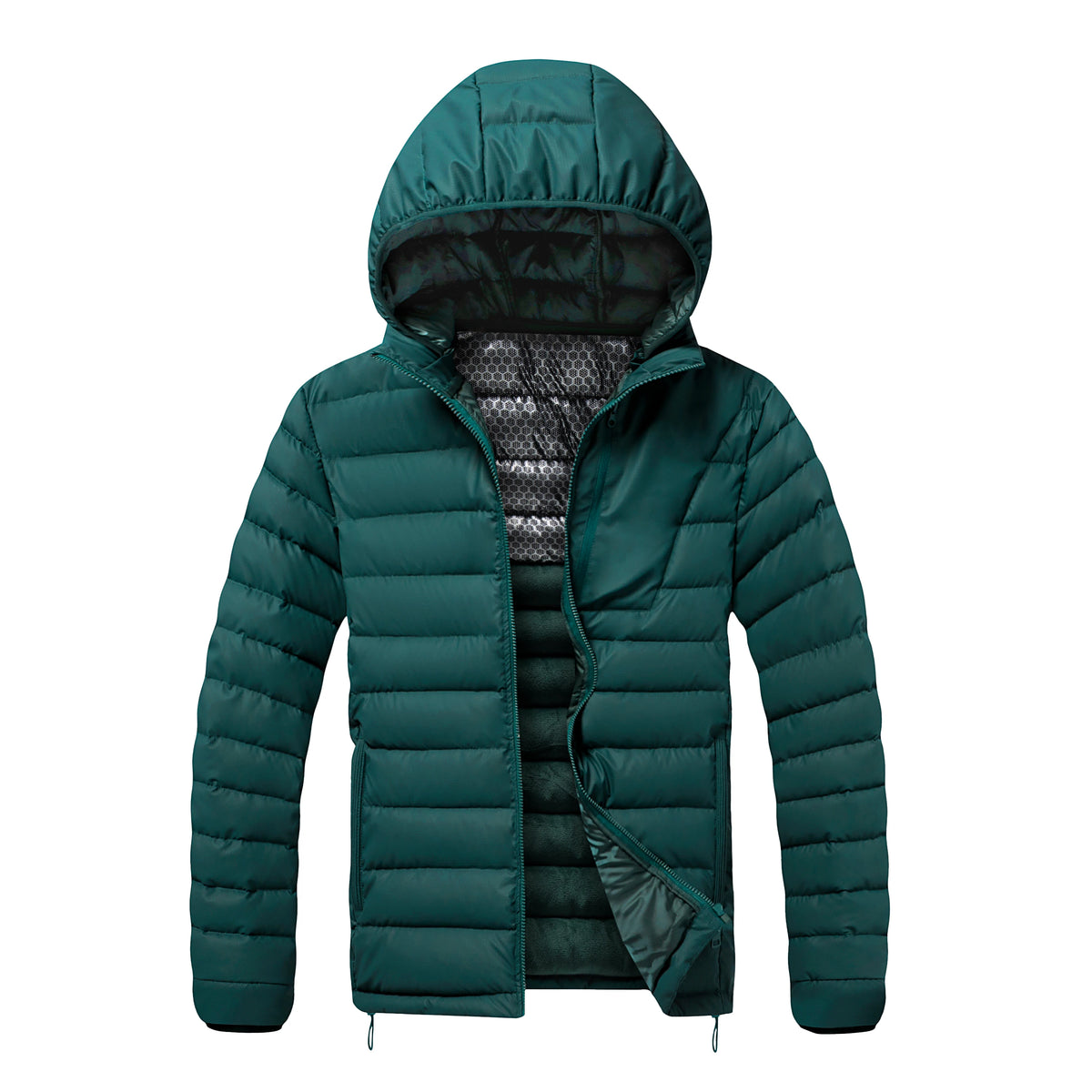 Men's Winter Hooded down Jacket Lightweight Windproof Quilted Cotton Warm Casual Zipper Outdoor Daily Outerwear