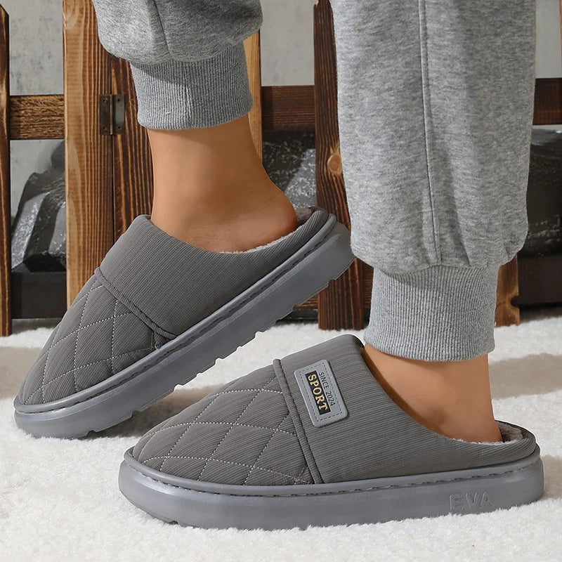Men's Cotton Slippers Winter 2025 New Style Home Use Non-Slip Indoor Warm Couple Waterproof Slippers Autumn